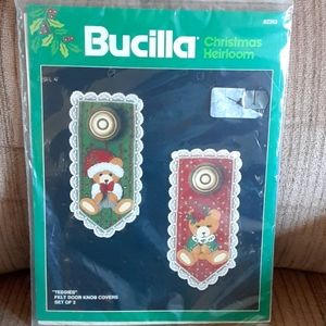Vintage Bucilla Christmas Heirloom Teddies Door Knob Cover Craft Kit